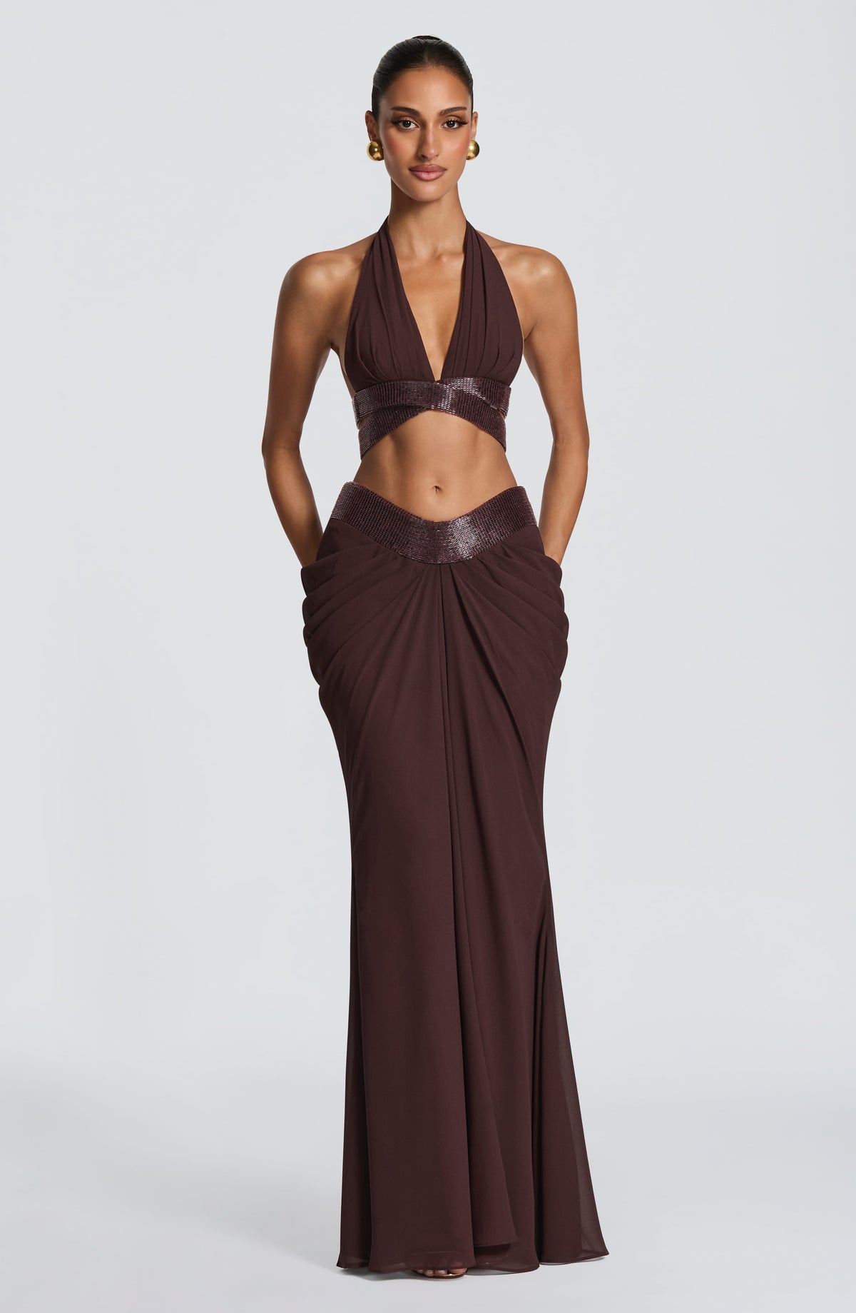 Sophie Maxi Skirt - Plum Brown